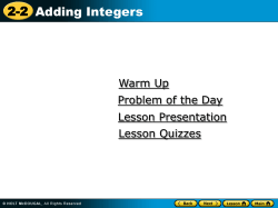 2-2 Adding Integers - Minidoka County Schools