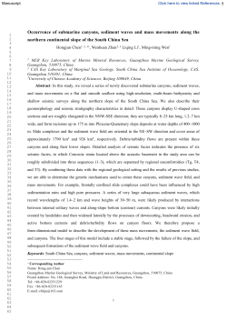 Occurrence of submarine canyons, sediment waves and mass