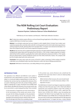 The NSW Rolling List Court Evaluation: Preliminary Report
