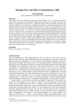 Racisms Old and New at Handsworth, 1985