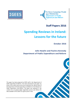Spending Reviews in Ireland: Lessons for the future
