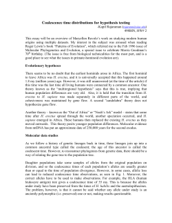 Coalescence time distributions for hypothesis testing