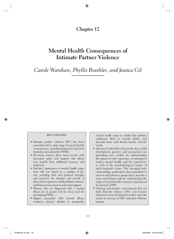 Mental Health Consequences of Intimate Partner Violence