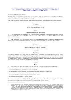 protocol on the statute of the european system of central