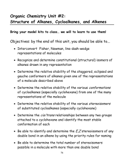 Organic Chemistry Unit #2: Structure of Alkanes, Cycloalkanes, and
