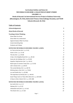 Curriculum Outline and Notes for THE WORLD IS OUR HOME: A