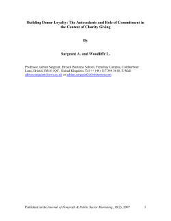 Building Donor Loyalty: The Antecedents and Role of Commitment