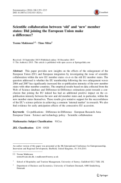 Scientific collaboration between `old` and `new` member states: Did
