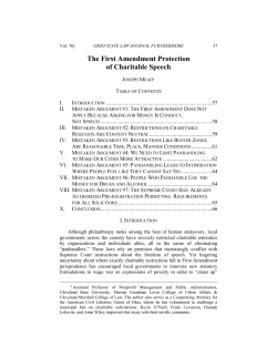The First Amendment Protection of Charitable Speech