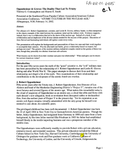 The duality that led to Trinity - Los Alamos National Laboratory