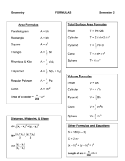 Geometry Semester 2 Formula Sheet