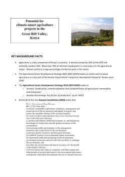 Potential for climate-smart agriculture projects in the Great Rift