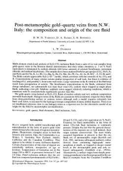 Post-metamorphic gold-quartz veins from N.W. Italy: the composition