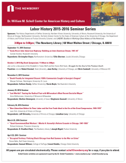 Labor History 2015-2016 Seminar Series