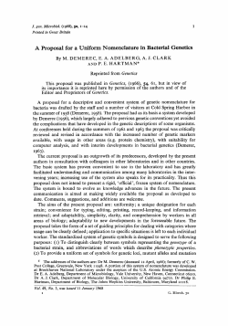 A Proposal for a Uniform Nomenclature in Bacterial