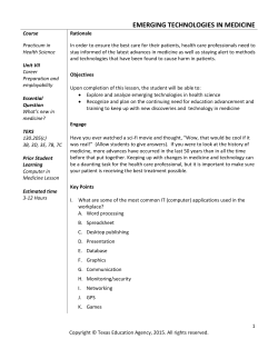 EMERGING TECHNOLOGIES IN MEDICINE