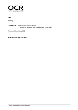 Mark scheme - Unit F961/01 - British history period studies