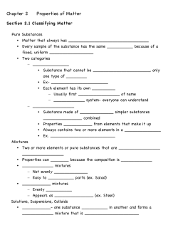 Chapter 2 Properties of Matter