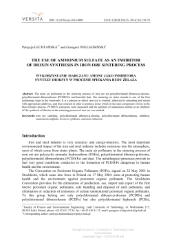 The use of ammonium sulfate as an inhibitor of dioxin synthesis in