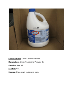 Chemical Name: Clorox Germicidal Bleach Manufacturer: Clorox