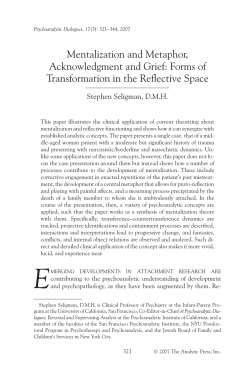 Mentalization and Metaphor, Acknowledgment and Grief: Forms of