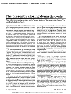 The Presently Closing Dynastic Cycle