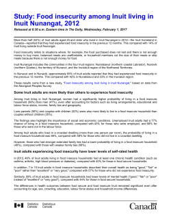 Study: Food insecurity among Inuit living in Inuit Nunangat, 2012
