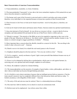 Basic Characteristics of American Transcendentalism: 1