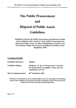 Guideline 10 Of 2014 On Use Of Framework Contracts For