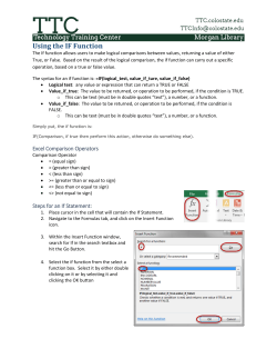 Using the IF Function - Colorado State University