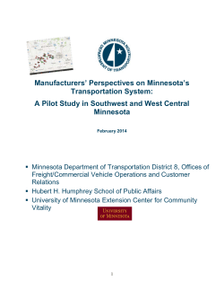 Manufacturers` Perspectives on Minnesota`s Transportation System