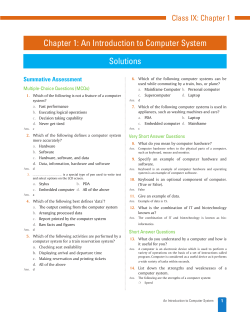 Chapter 1: An Introduction to Computer System Solutions