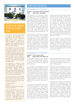 November 2013 meeting report : National Boer War Memorial