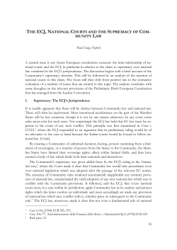 The ECJ, National Courts and the Supremacy of Community Law