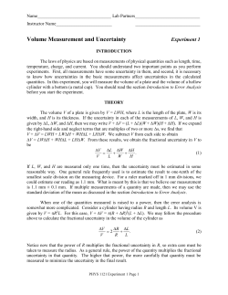 Volume Measurement and Uncertainty Experiment 1