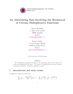 An Alternating Sum Involving the Reciprocal of Certain Multiplicative