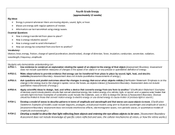 Fourth Grade Energy (approximately 12 weeks) Develop a