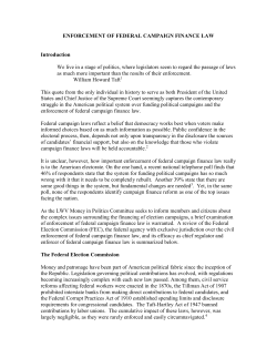 ENFORCEMENT OF FEDERAL CAMPAIGN FINANCE LAW Introduction We live