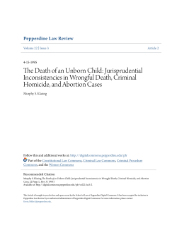 The Death of an Unborn Child: Jurisprudential Inconsistencies in