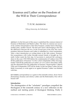 Erasmus and Luther on the Freedom of the Will in Their