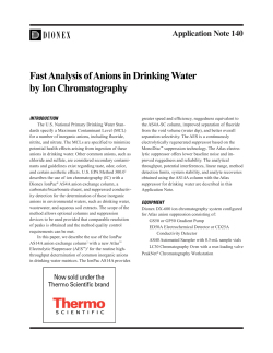 Fast Analysis of Anions in Drinking Water by Ion Chromatography