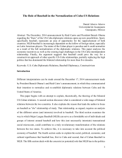 The Role of Baseball in the Normalization of Cuba