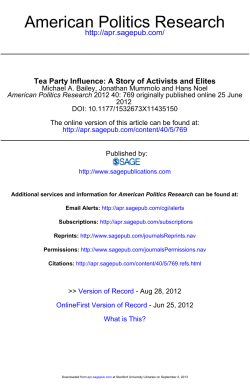 Tea Party Influence: A Story of Activists and Elites.