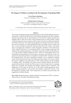 The Impact of Online Learning in the Development of Speaking Skills