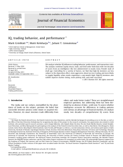 IQ, trading behavior, and performance