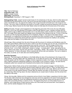 Heart of Darkness Publication Date: 1899 Author