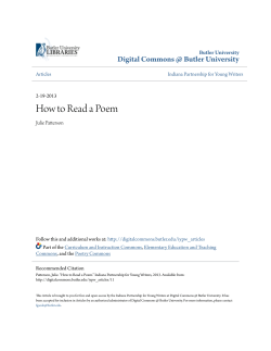 How to Read a Poem - Digital Commons @ Butler University