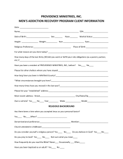 providence ministries, inc. men`s addiction recovery program client