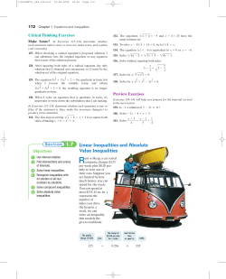 1.7 Linear Inequalities and Absolute Value Inequalities