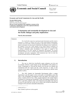 Urbanization and sustainable development in Asia and the Pacific